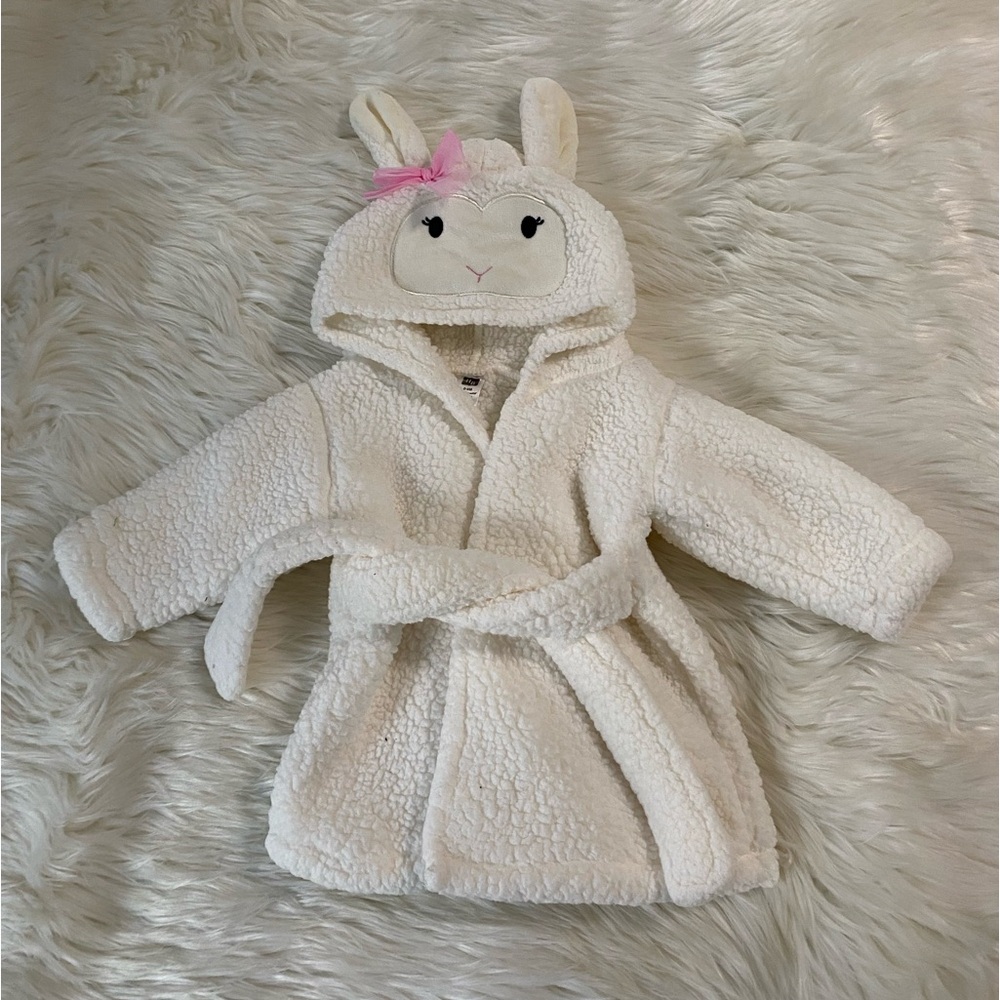Hudson Baby girls plush lamb bathrobe 0-9mo